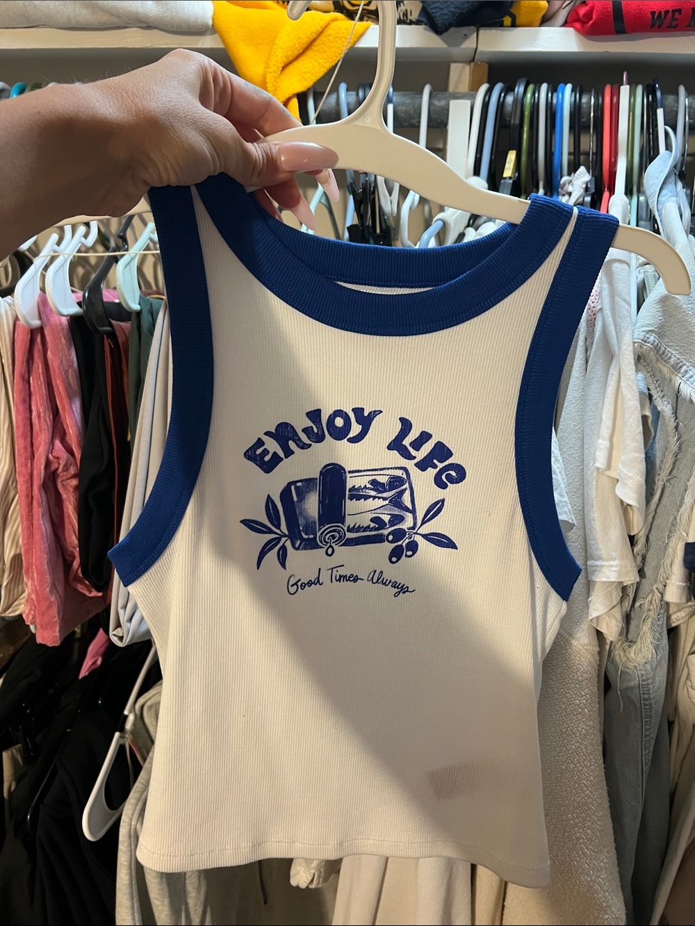Old Navy White Tank with Royal Blue Trim